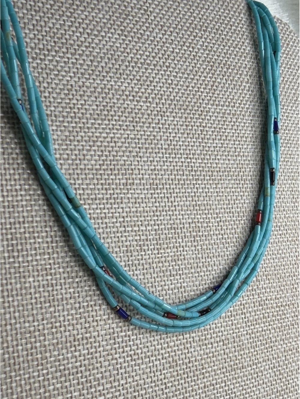 Rare Silpada Retired Sterling Silver 5-Strand Turquoise Heishi Necklace N0636